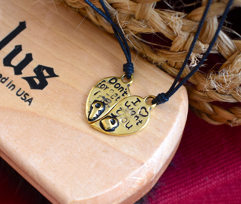 Bestfiend Puzzle Heart Silver Pewter Gold Brass Charm Necklace Pendant Jewelry