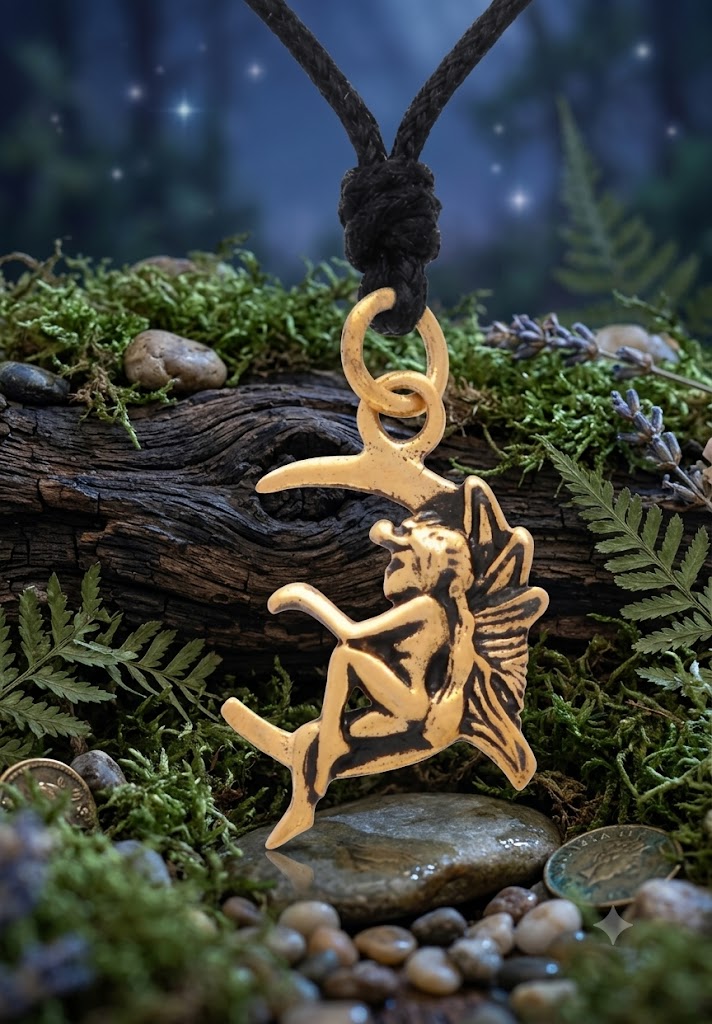 Fairy Moon Woman 92.5 Sterling Silver Gold Brass Charm Necklace Pendant Jewelry