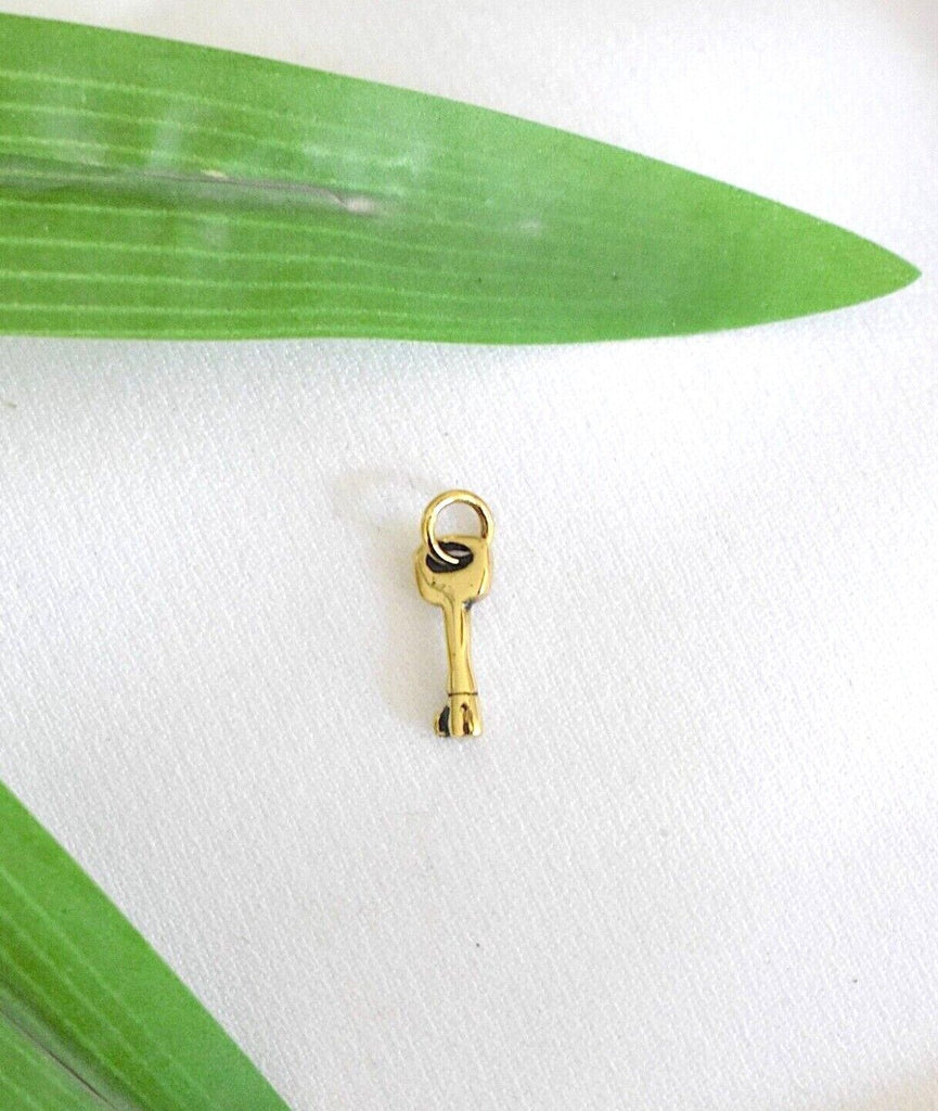 Key 92.5 Sterling Silver Gold Brass Charm Necklace Pendant Jewelry