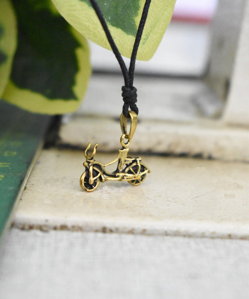 Bicycle Bike 92.5 Sterling Silver Gold Brass Charm Necklace Pendant Jewelry