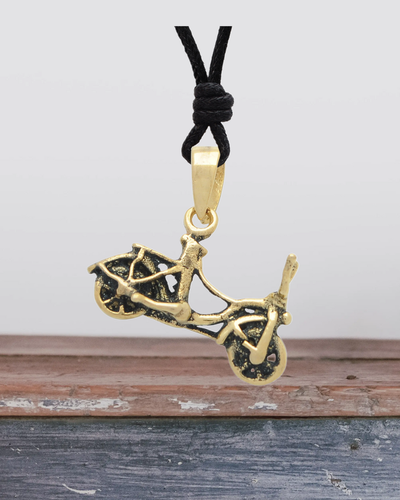 Bicycle Bike 92.5 Sterling Silver Gold Brass Charm Necklace Pendant Jewelry
