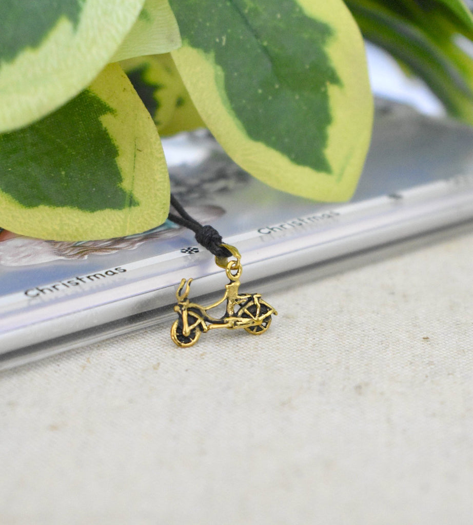 Bicycle Bike 92.5 Sterling Silver Gold Brass Charm Necklace Pendant Jewelry
