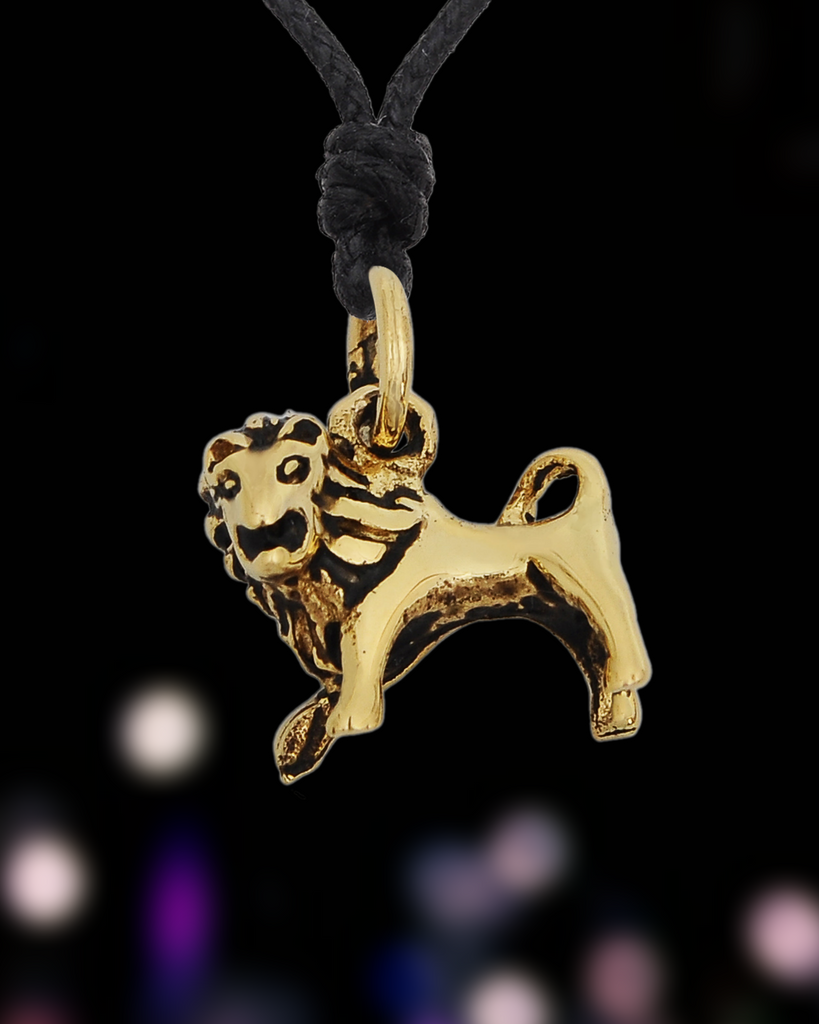 Lion Big Cat 92.5 Sterling Silver Gold Brass Charm Necklace Pendant Jewelry