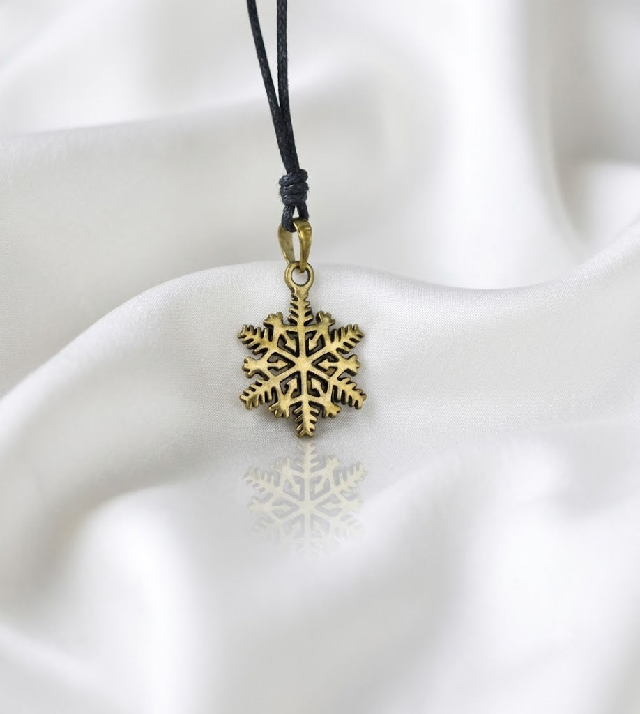Snow Flake Winter Handmade 92.5 Sterling Silver Brass Necklace Pendant Jewelry