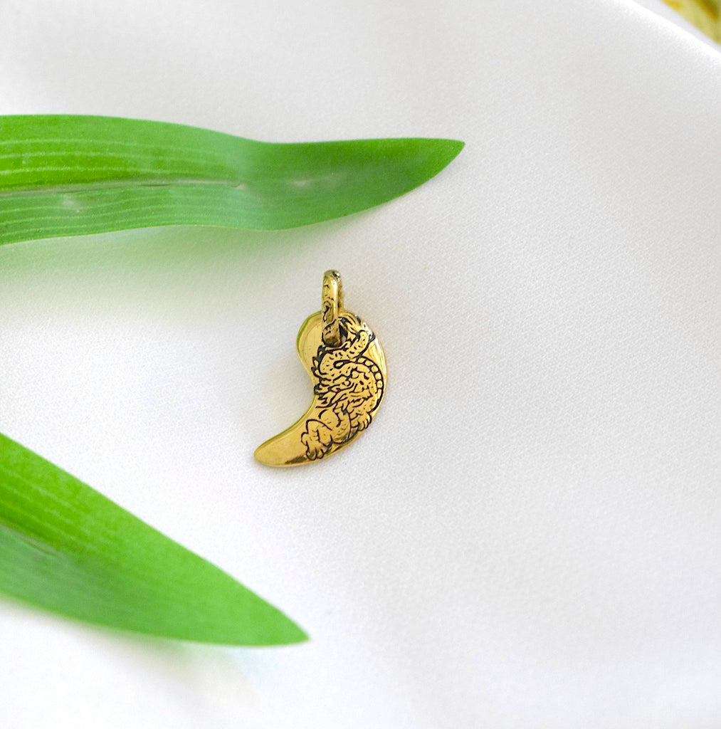 Yin Yang Japanese 92.5 Sterling Silver Gold Brass Charm Necklace Pendant Jewelry