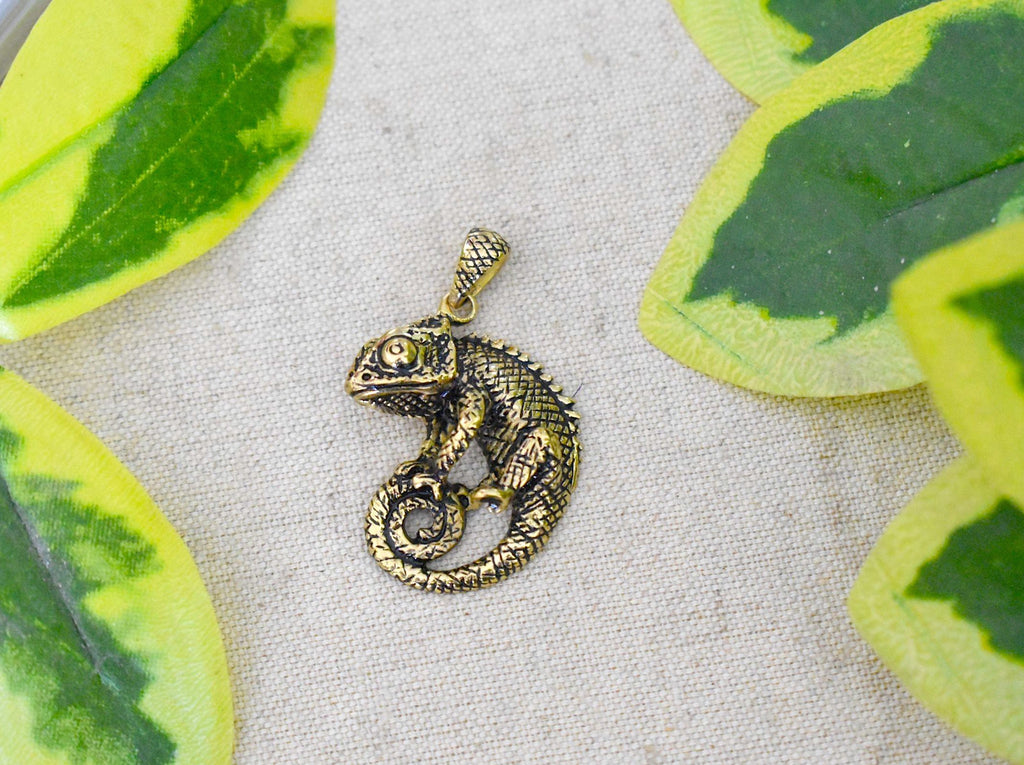 New Lizard Reptile 92.5 Sterling Silver Gold Brass Charm Necklace Pendant Jewelry