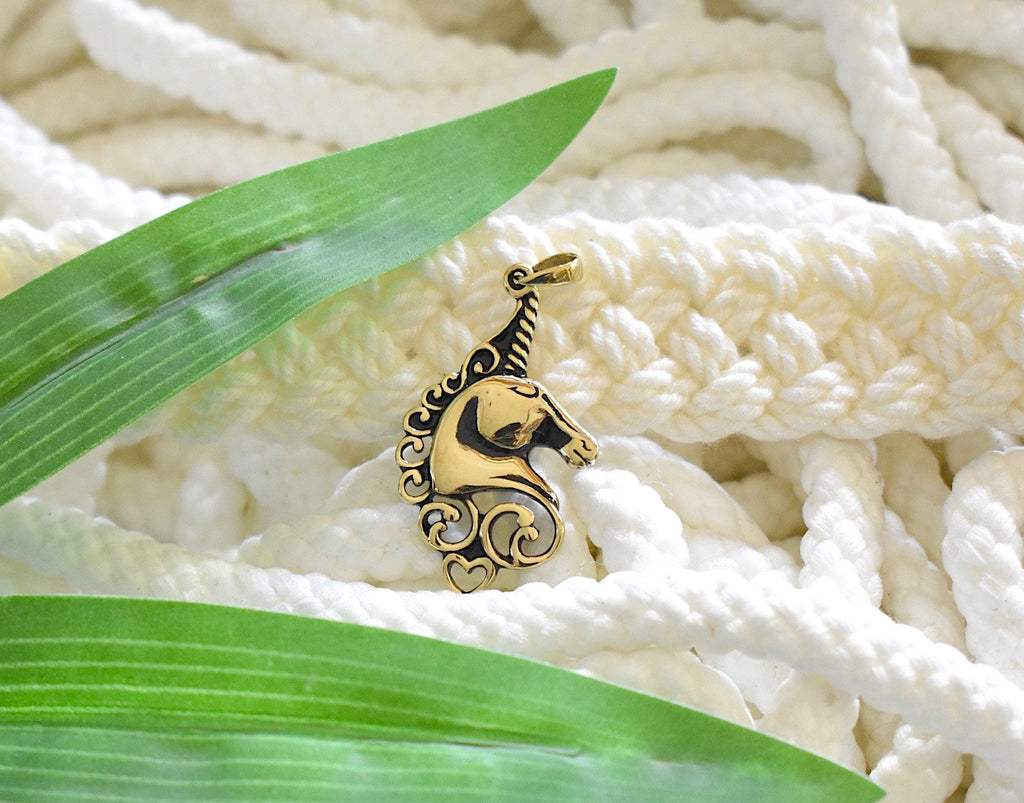 Unicorn 92.5 Sterling Siver Pewter Gold Brass Charm Necklace Pendant Jewelry
