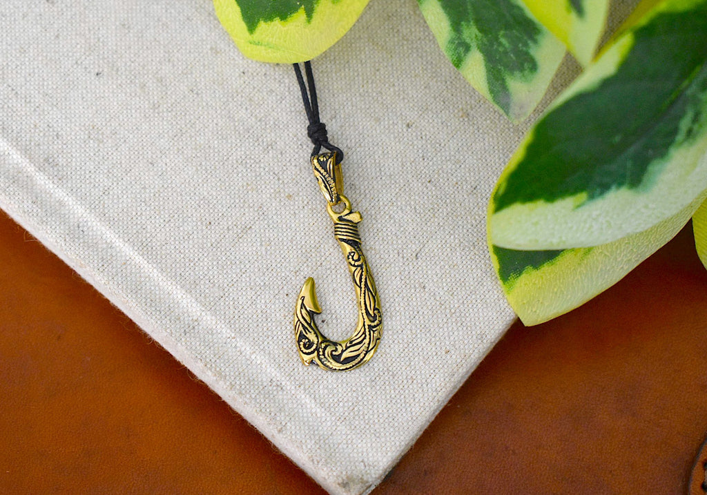 Maori Fishing Hook 92.5 Sterling Silver Pewter Brass Necklace Pendant Jewelry