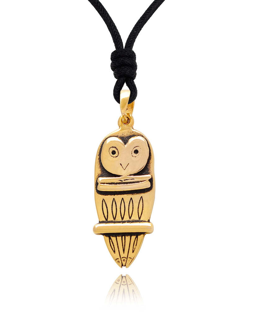 Lovely Owl Bird Handmade Gold Brass Necklace Pendant Jewelry