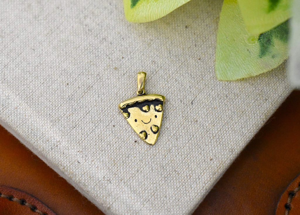 Pizza With Love Silver Pewter Gold Brass Necklace Pendant Jewelry