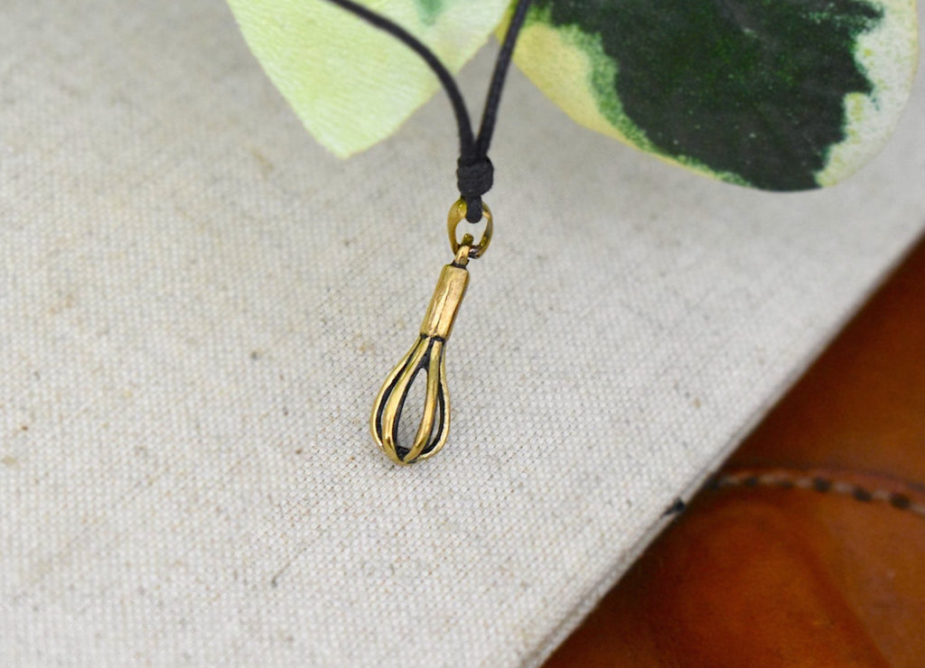 Cute Egg-beater Gold Brass Charm Necklace Pendant Jewelry