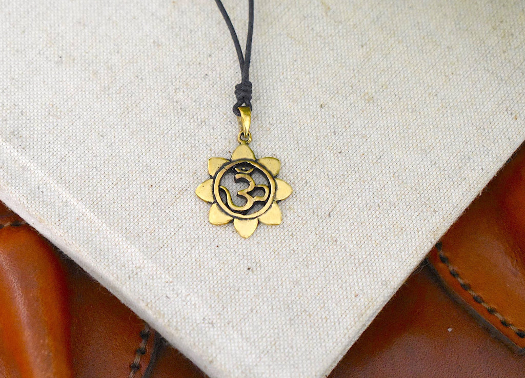 Sunflower Hindu Ohm 92.5 Sterling Silver Pewter Gold Brass Necklace Pendant Jewelry