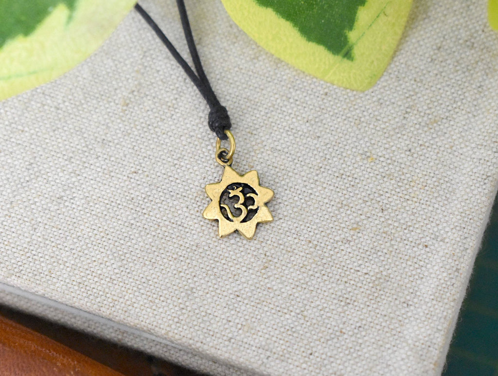 Sunflower Hindu Ohm 92.5 Sterling Silver Pewter Gold Brass Necklace Pendant Jewelry