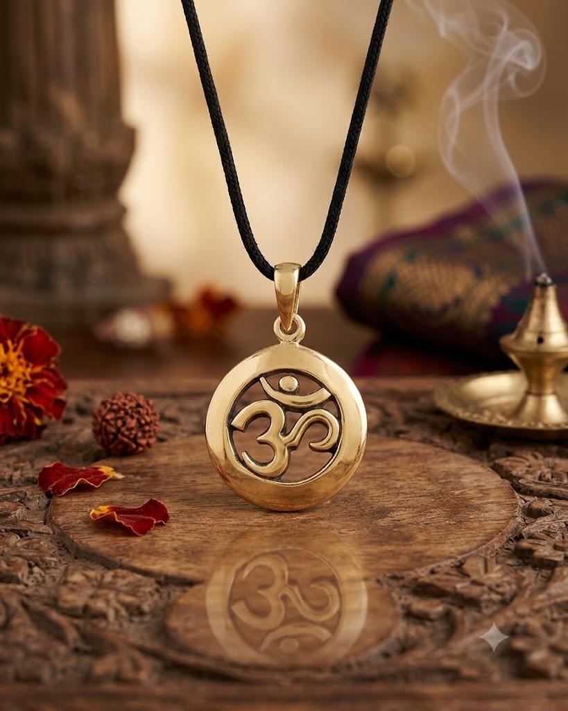 Trendy Hindu Om Ohm 92.5 Sterling Silver Pewter Brass Necklace Pendant Jewelry