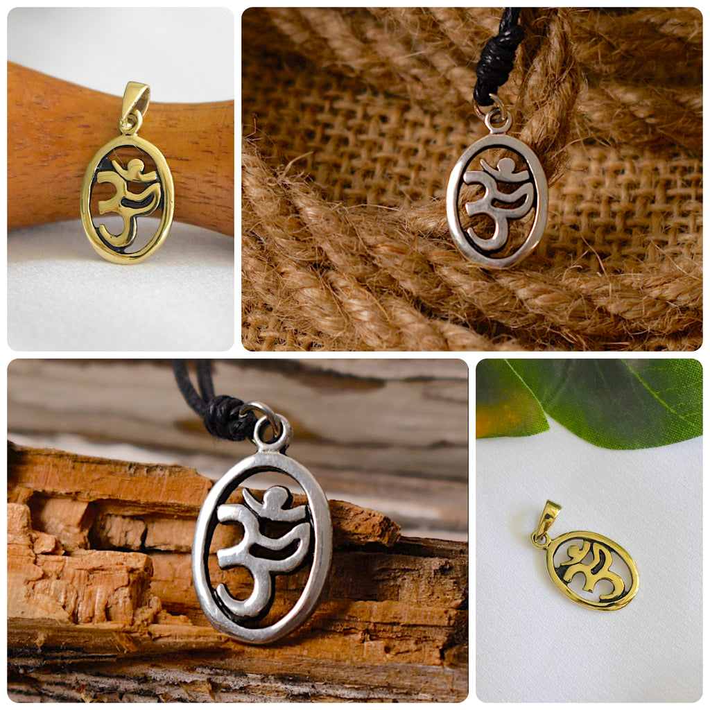 New Hindu Om Ohm 92.5 Sterling Silver Pewter Charm Necklace Pendant Jewelry