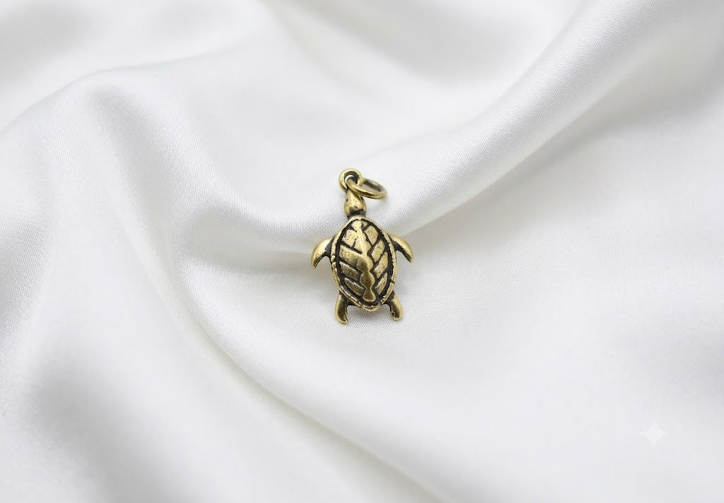 Turtle Tortoise Wildlife 92.5 Sterling Silver Gold Brass Necklace Pendant