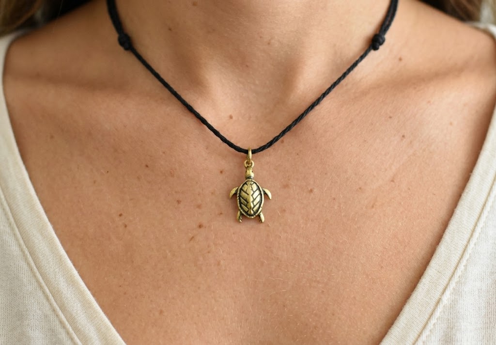 Turtle Tortoise Wildlife 92.5 Sterling Silver Gold Brass Necklace Pendant