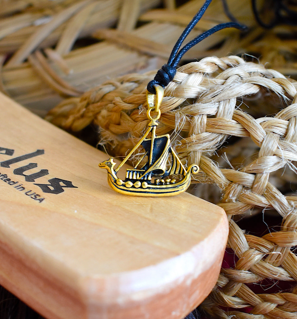 Viking Boat 92.5 Sterling Silver Gold Brass Charm Necklace Pendant Jewelry
