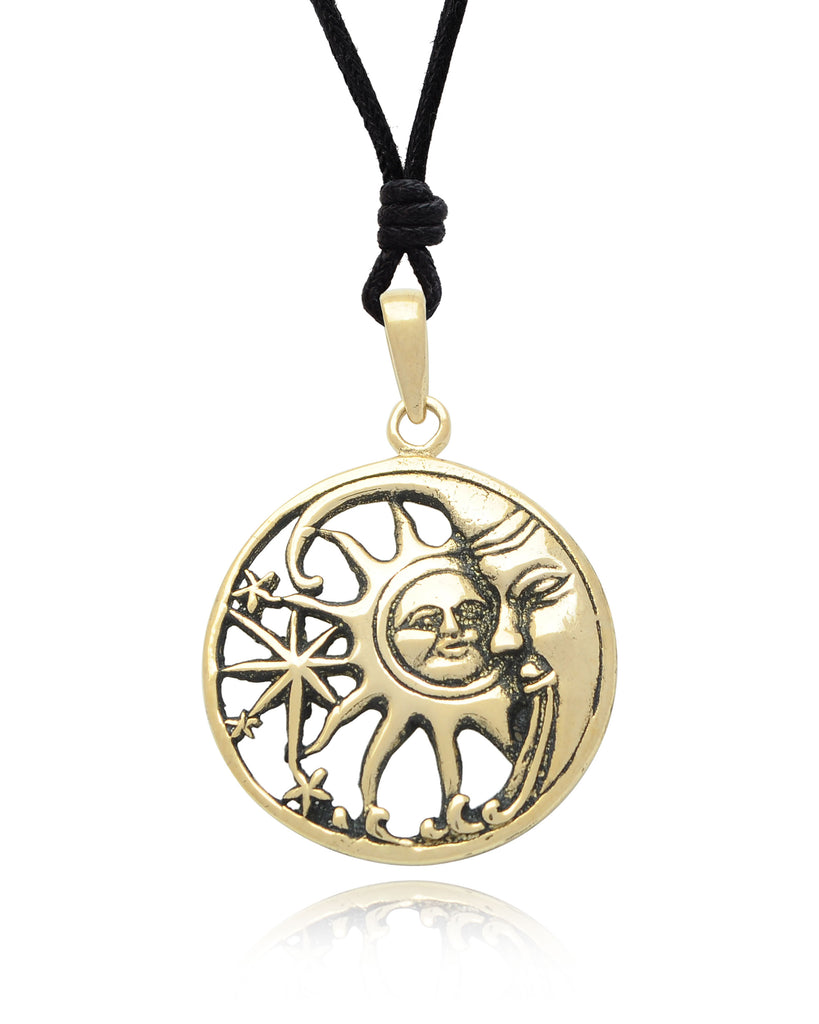 Sun Moon Ying Yang 92.5 Sterling Silver Pewter Brass Charm Necklace Pendant Jewelry