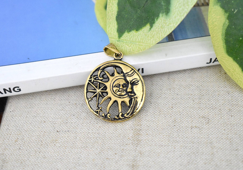 Sun Moon Ying Yang 92.5 Sterling Silver Pewter Brass Charm Necklace Pendant Jewelry