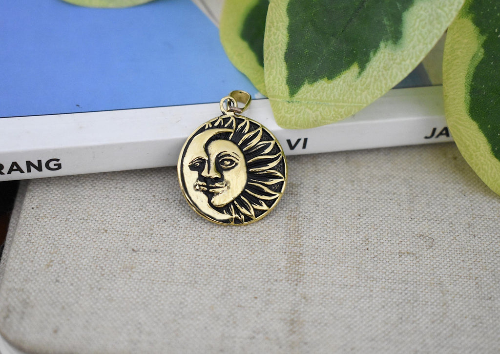 Sun Moon Ying Yang 92.5 Sterling Silver Pewter Brass Charm Necklace Pendant Jewelry