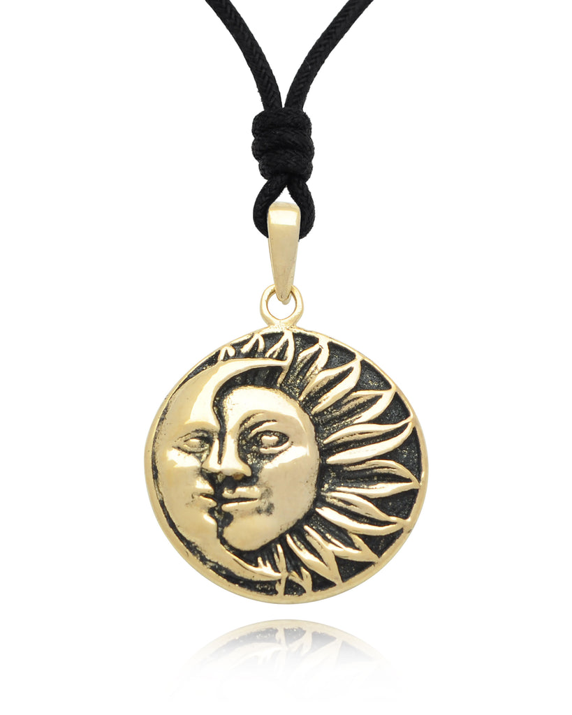 Sun Moon Ying Yang 92.5 Sterling Silver Pewter Brass Charm Necklace Pendant Jewelry
