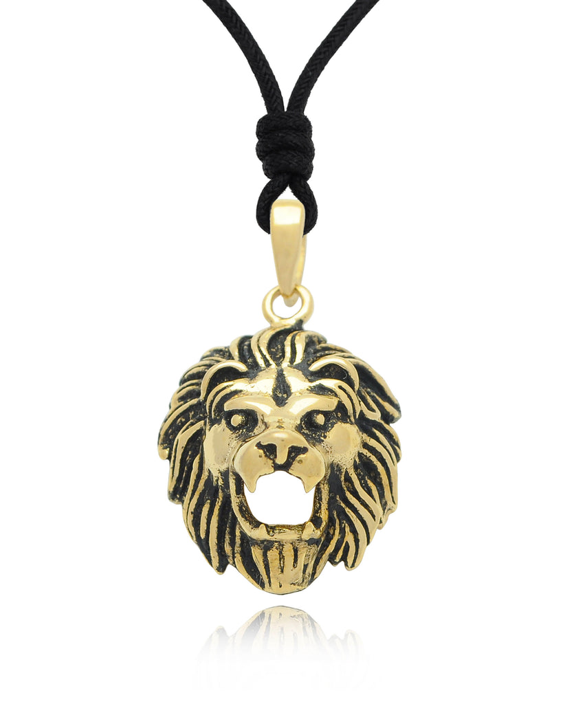 Lion Head 92.5 Sterling Silver Gold Brass Charm Necklace Pendant Jewelry