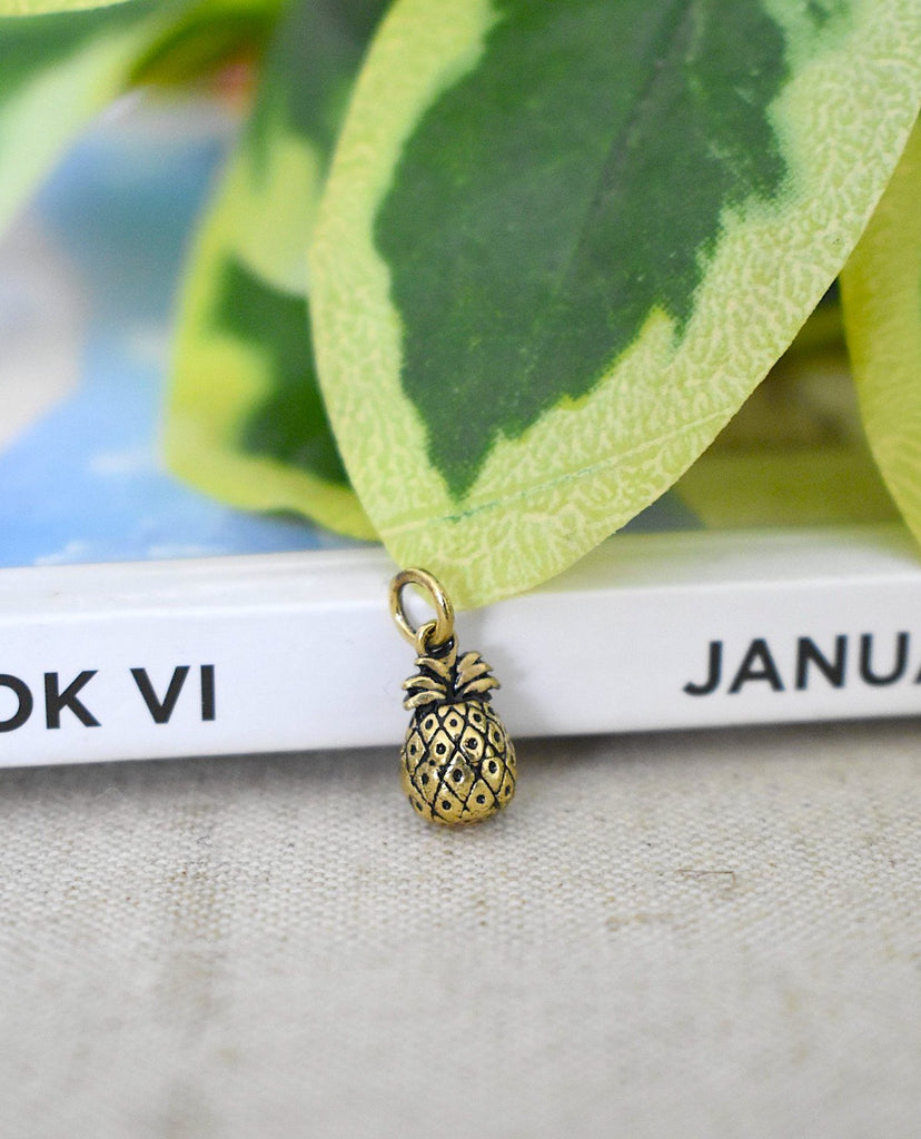 Hawaii Pineapple 92.5 Sterling Silver Gold Brass Necklace Pendant Jewelry