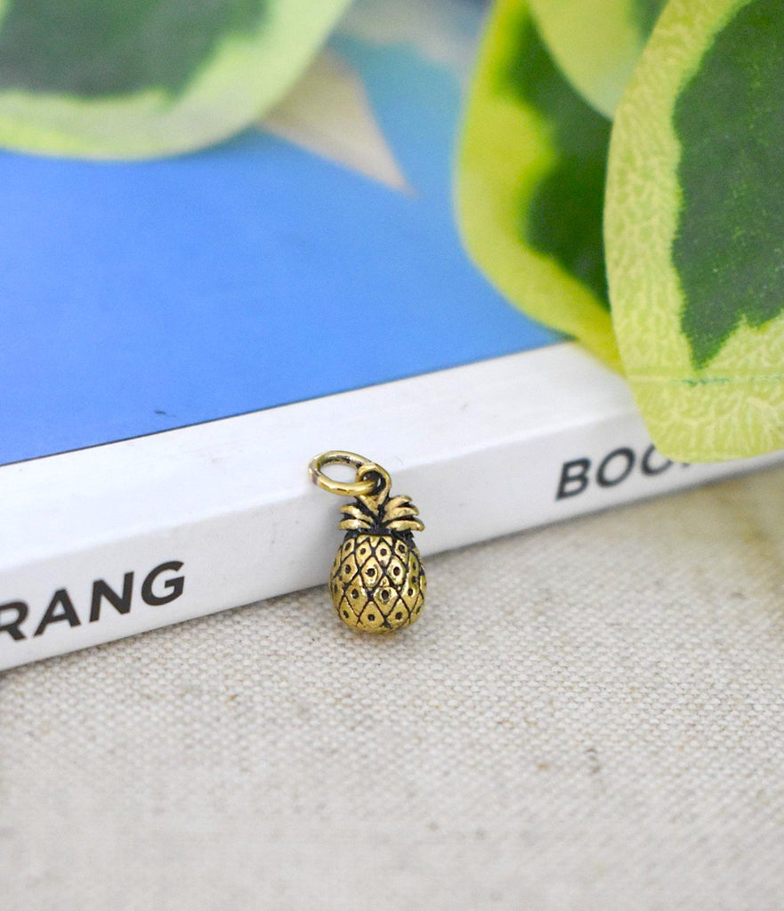 Hawaii Pineapple 92.5 Sterling Silver Gold Brass Necklace Pendant Jewelry