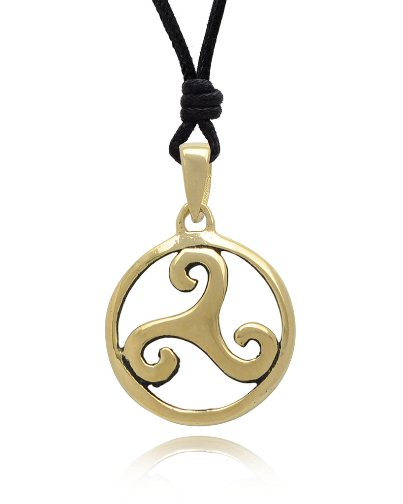 Trilogy Triquetra Wave 92.5 Sterling Silver Gold Brass Necklace Pendant Jewelry