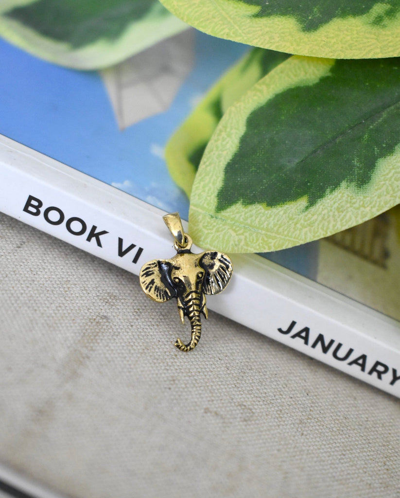 Elephant Face 92.5 Sterling Silver Pewter Gold Brass Charm Necklace Pendant Jewelry