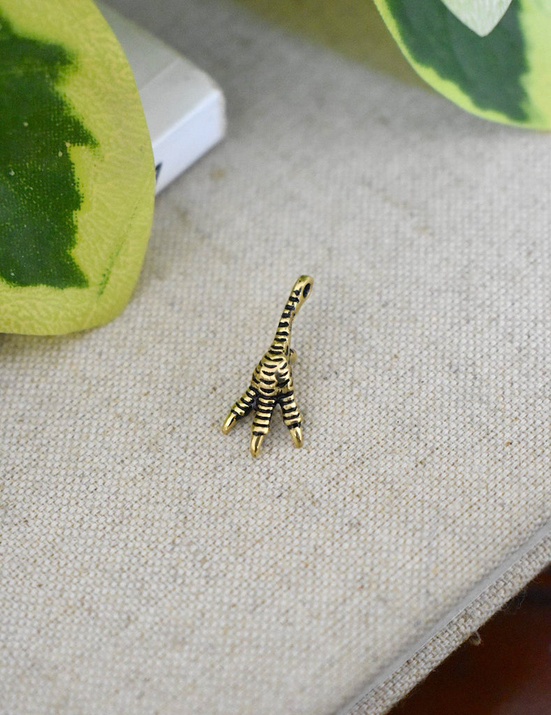 Mini Cute Bird Feet 92.5 Sterling Silver Pewter Gold Brass Charm Necklace Pendant Jewelry