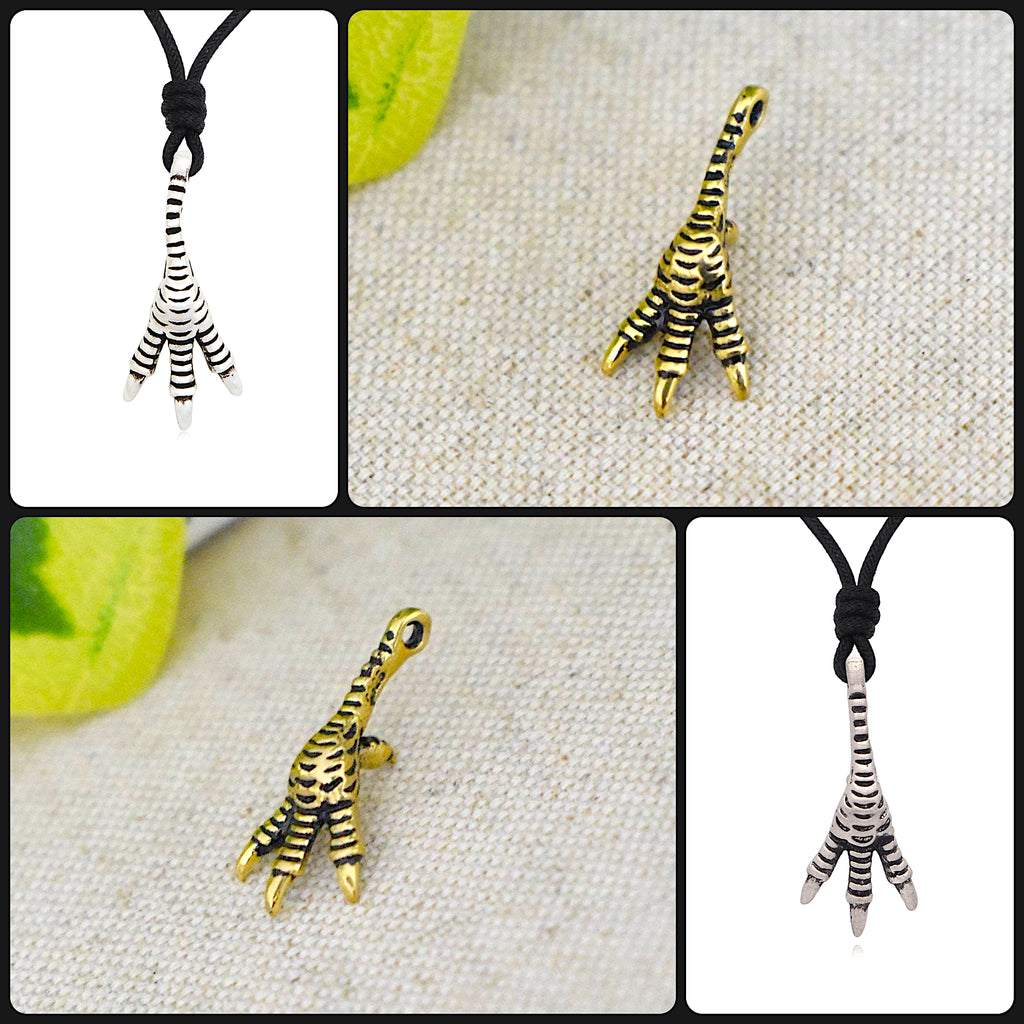 Mini Cute Bird Feet 92.5 Sterling Silver Pewter Gold Brass Charm Necklace Pendant Jewelry