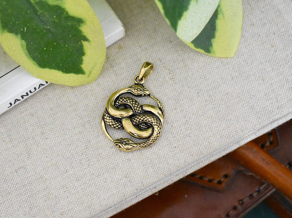 Ouroboros Snake 92.5 Sterling Silver Pewter Brass Charm Necklace Pendant Jewelry