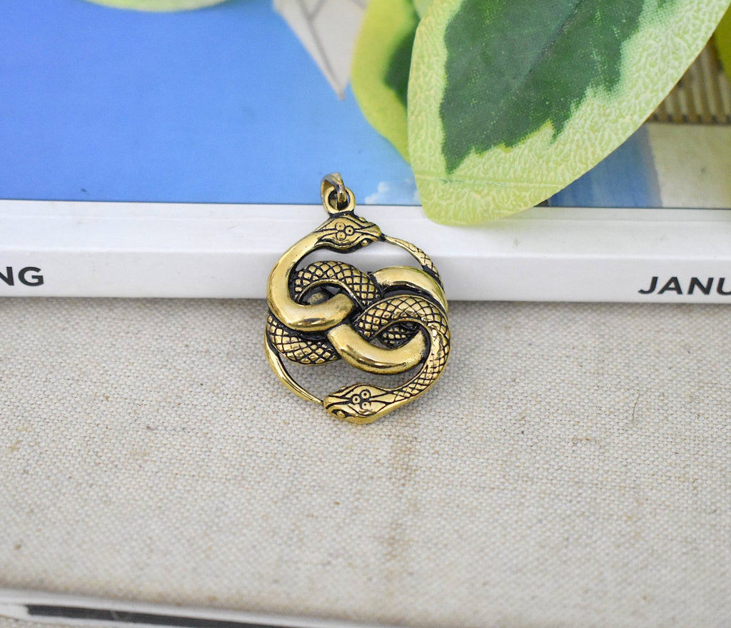 Ouroboros Snake 92.5 Sterling Silver Pewter Brass Charm Necklace Pendant Jewelry