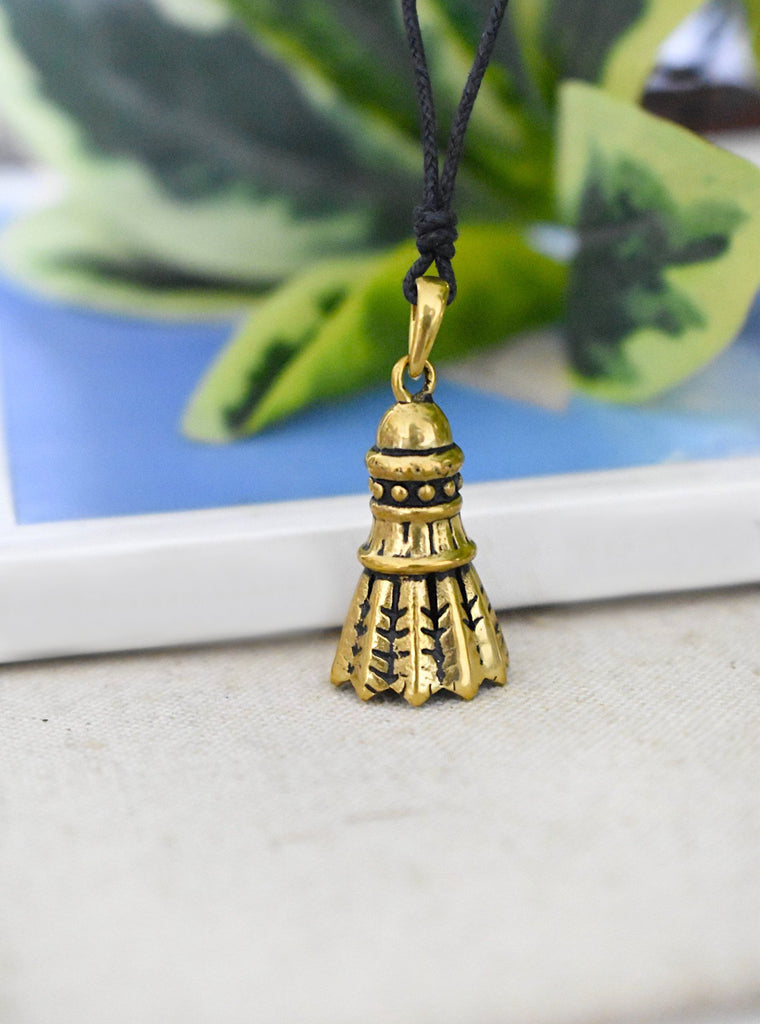 Shuttlecock 92.5 Sterling Silver Gold Brass Charm Necklace Pendant Jewelry