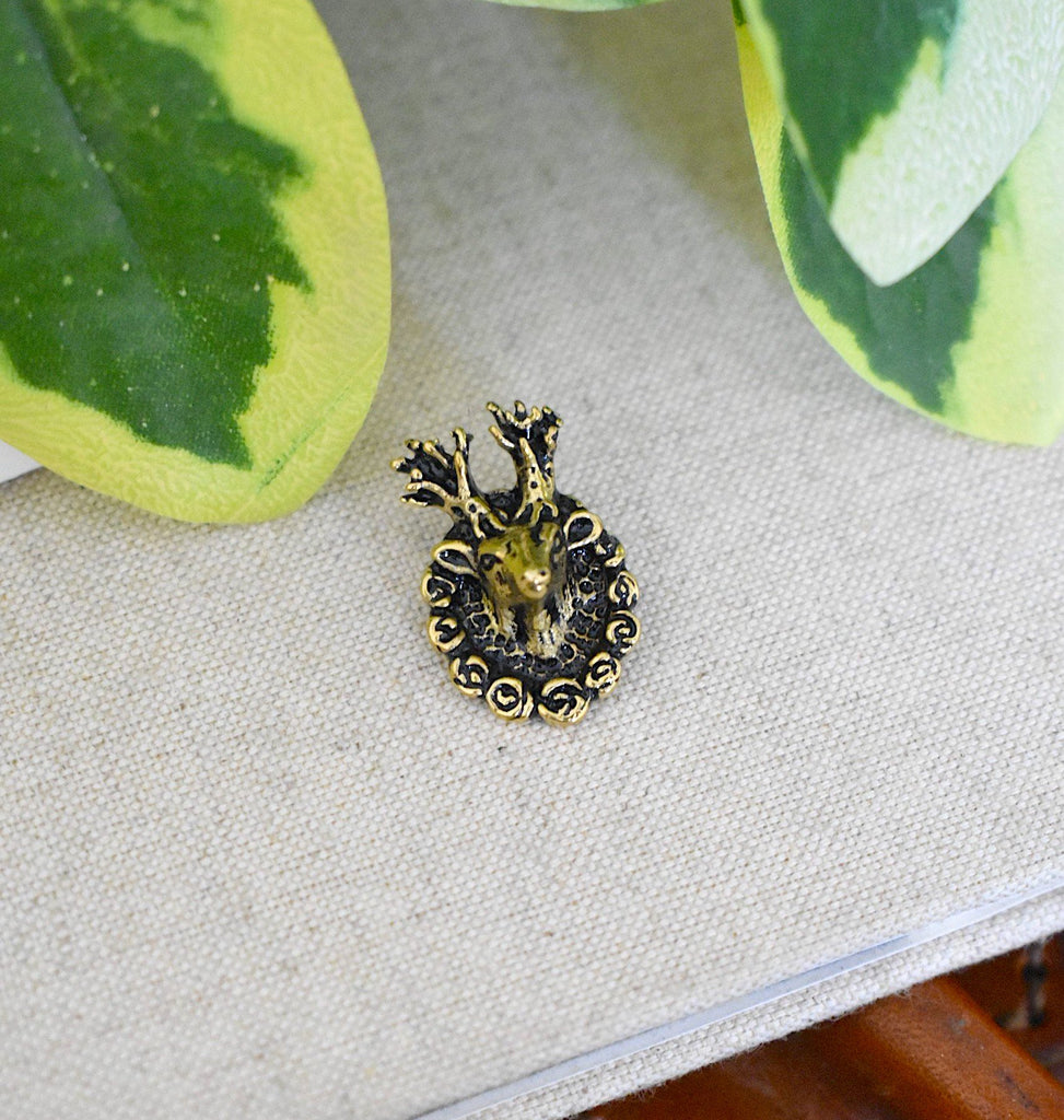 Deer With Round Rose Frame 92.5 Sterling Silver Pewter Brass Charm Necklace Pendant Jewelry