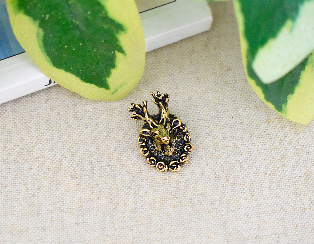 Deer With Round Rose Frame 92.5 Sterling Silver Pewter Brass Charm Necklace Pendant Jewelry