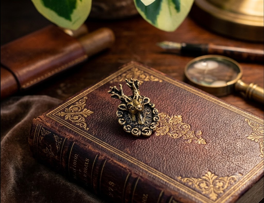 Deer With Round Rose Frame 92.5 Sterling Silver Pewter Brass Charm Necklace Pendant Jewelry