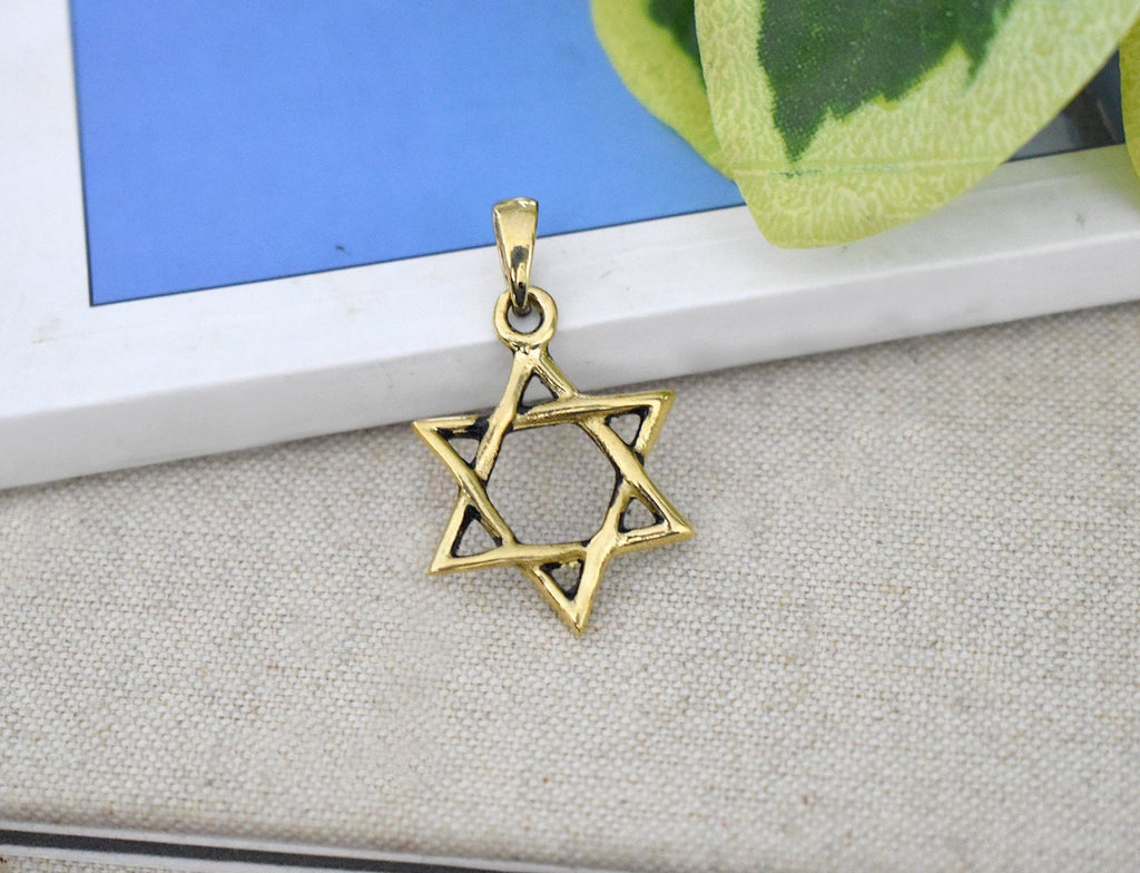 Star of David 92.5 Sterling Silver Pewter Brass Charm Necklace Pendant Jewelry