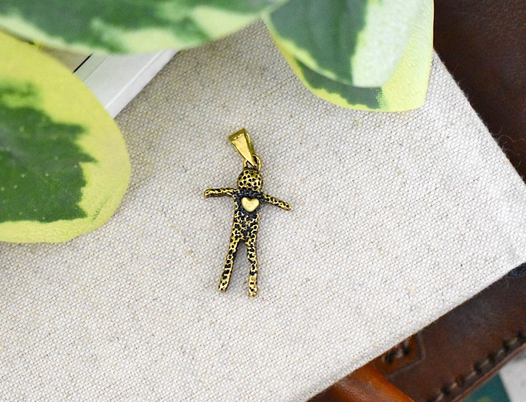 Body With Heart 92.5 Sterling Silver Pewter Brass Charm Necklace Pendant Jewelry