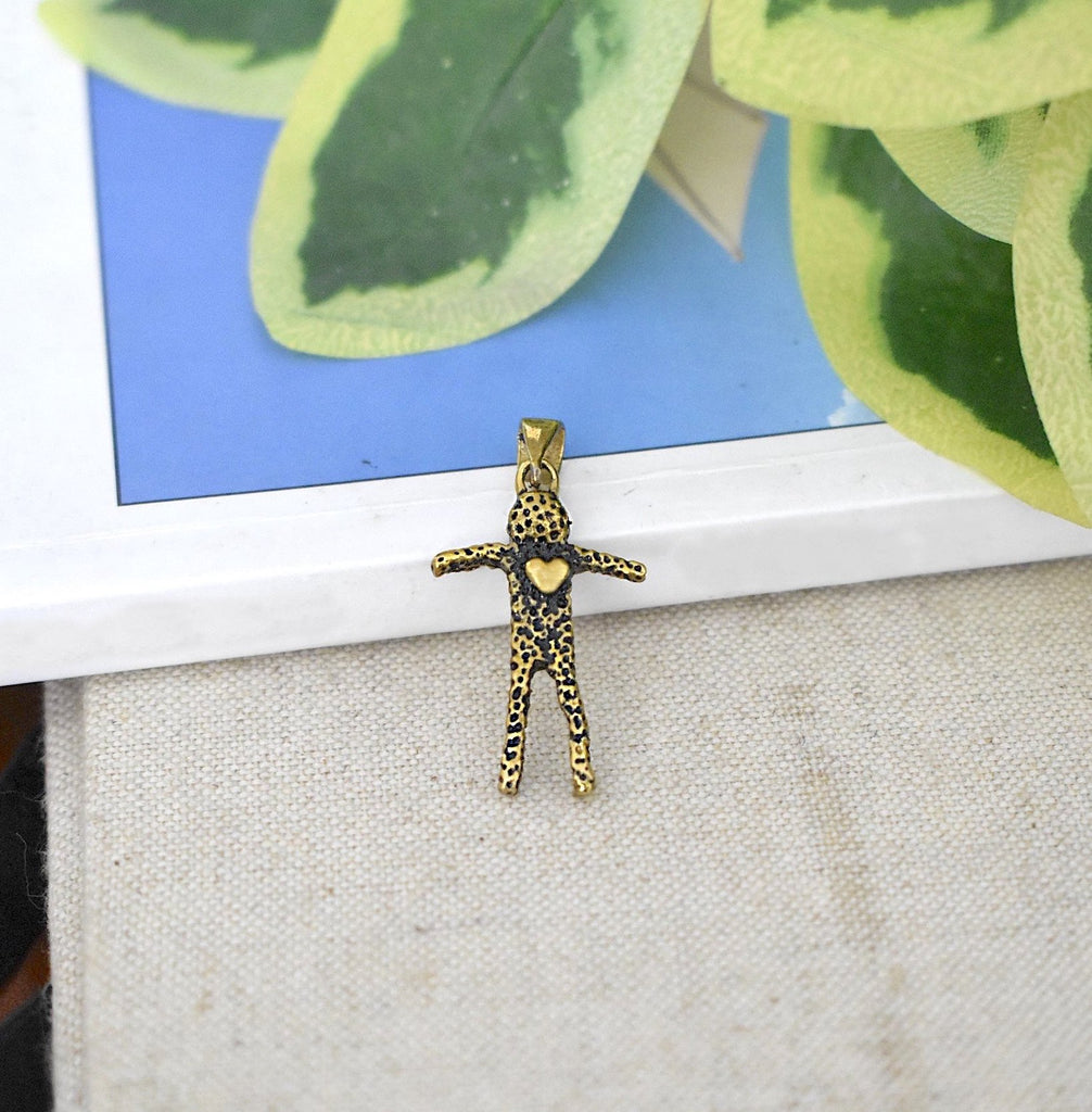 Body With Heart 92.5 Sterling Silver Pewter Brass Charm Necklace Pendant Jewelry