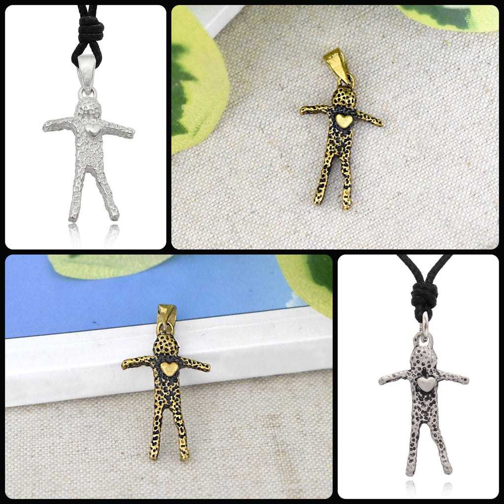 Body With Heart 92.5 Sterling Silver Pewter Brass Charm Necklace Pendant Jewelry