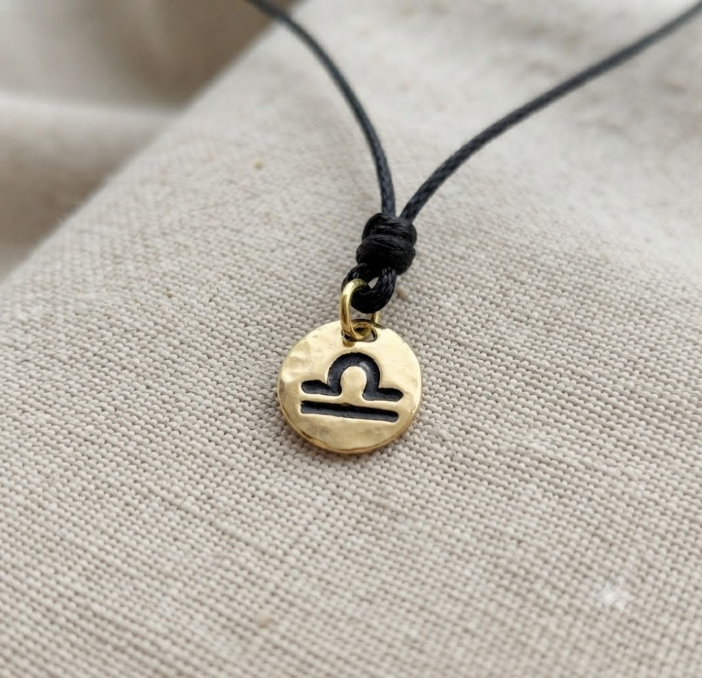 Astrology Gold 92.5 Sterling Silver Brass Charm Necklace Pendant Horoscope Zodiac