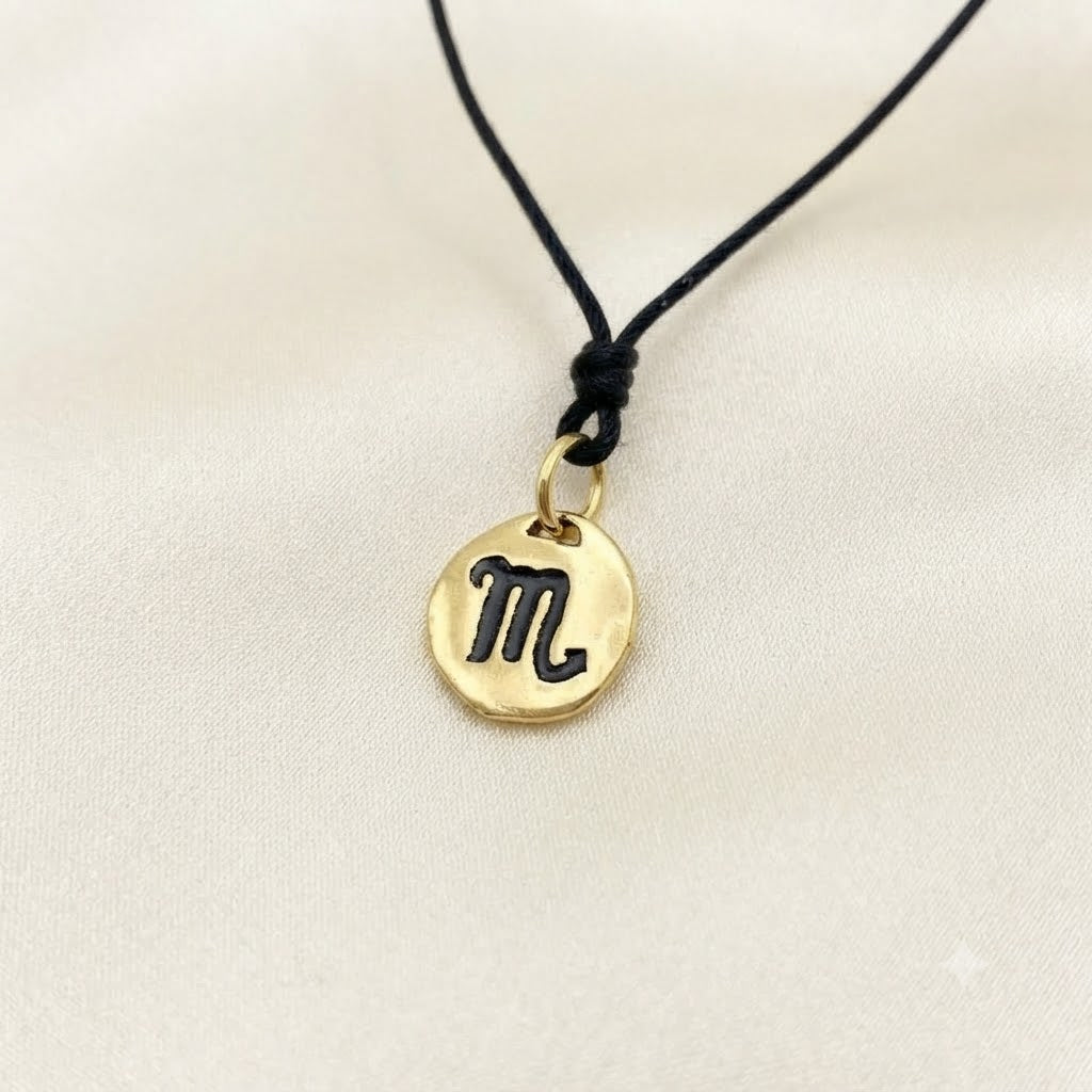 Astrology Gold 92.5 Sterling Silver Brass Charm Necklace Pendant Horoscope Zodiac