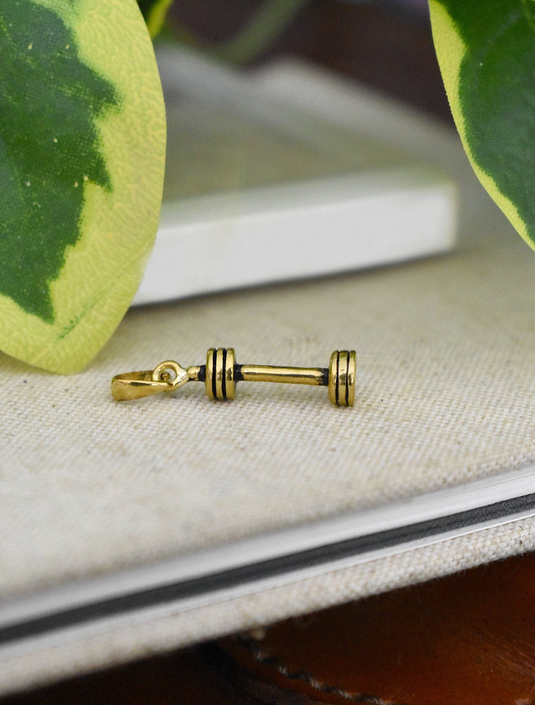 Mini Dumbbell Necklace Sterling-silver Brass Charm Necklace Pendant Jewelry