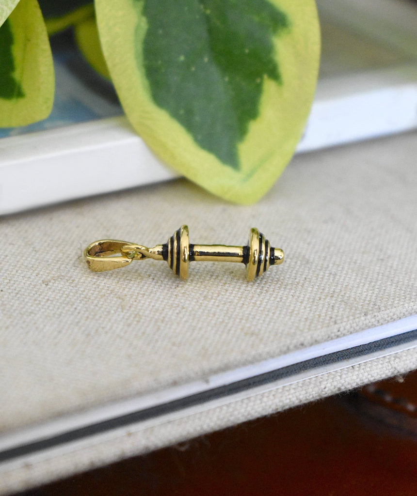 Mini Dumbbell Necklace Sterling-silver Brass Charm Necklace Pendant Jewelry