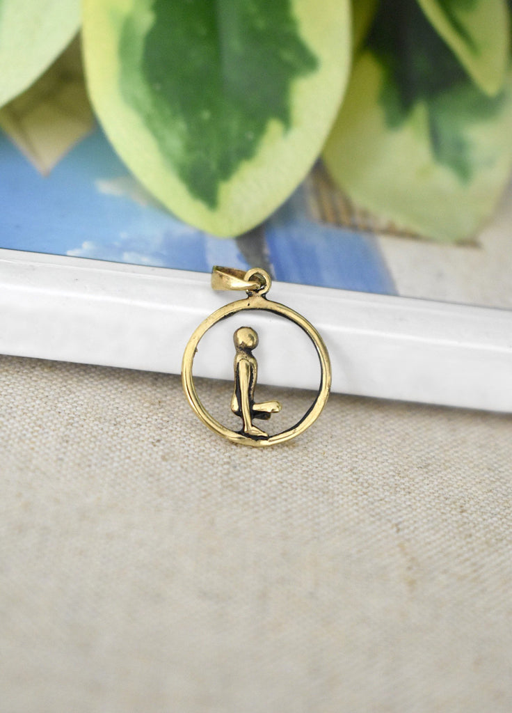 Yoga Pose 92.5 Sterling Silver Gold Brass Charm Necklace Pendant Jewelry