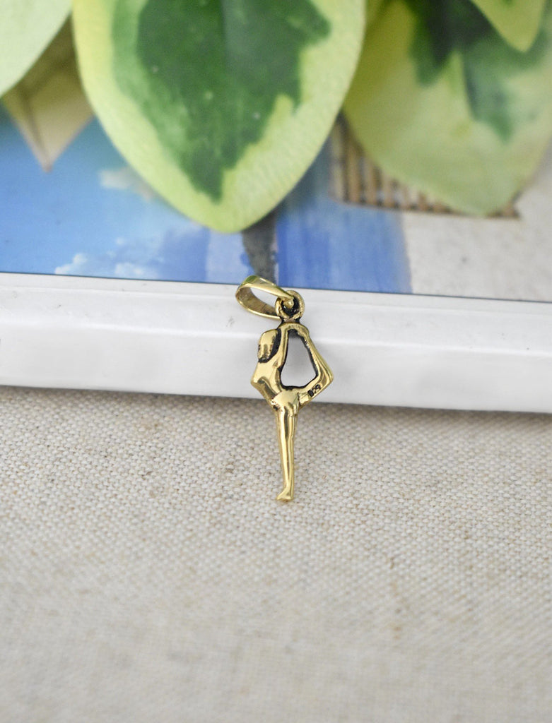 Yoga Pose 92.5 Sterling Silver Gold Brass Charm Necklace Pendant Jewelry