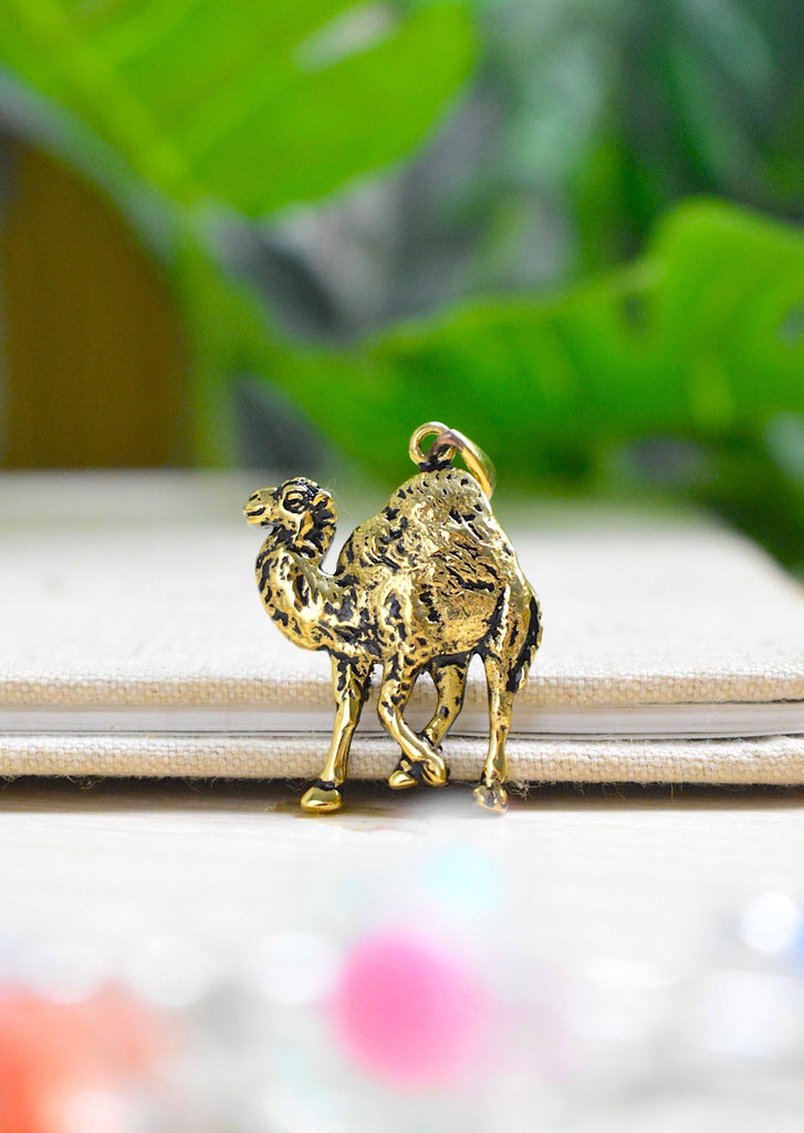 Cute Camel 92.5 Sterling Silver Gold Brass Charm Necklace Pendant Jewelry